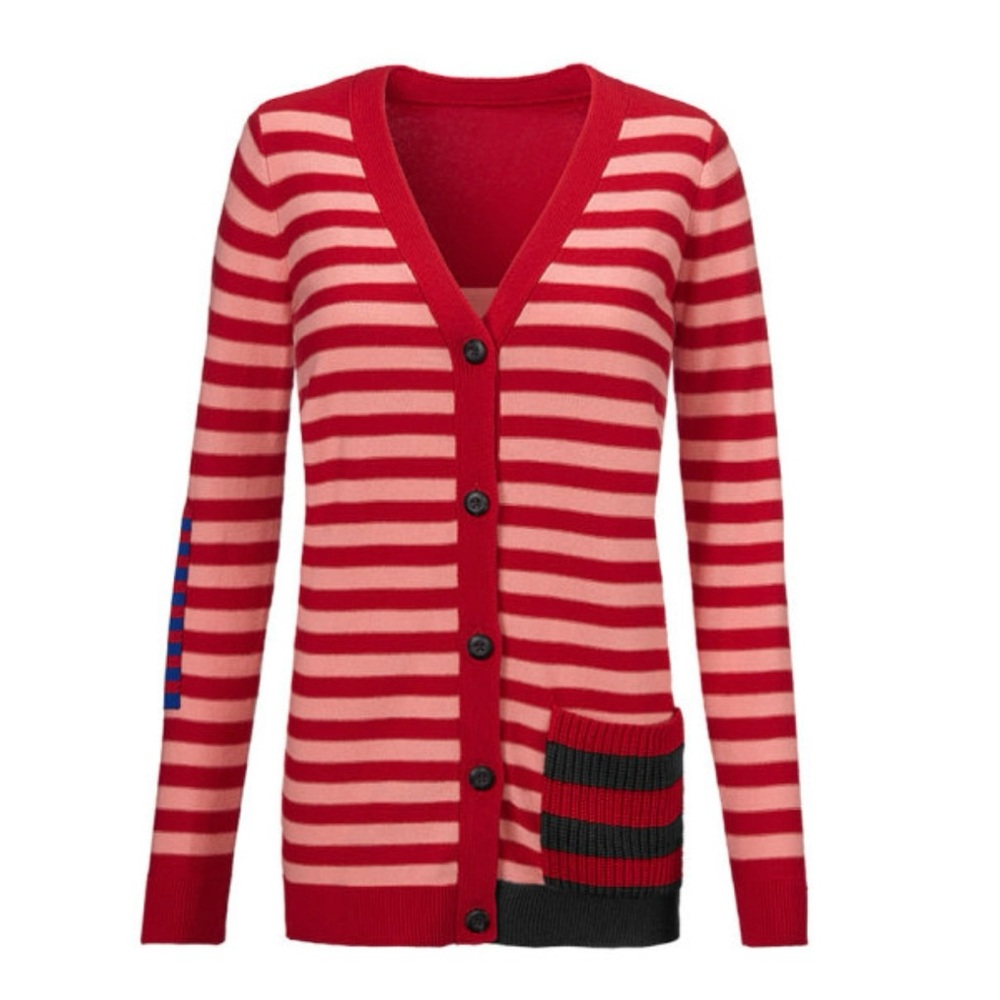 CAbi Striped Long Sleeved Bold Picnic Cardigan Sweater Style 5446 Size XS